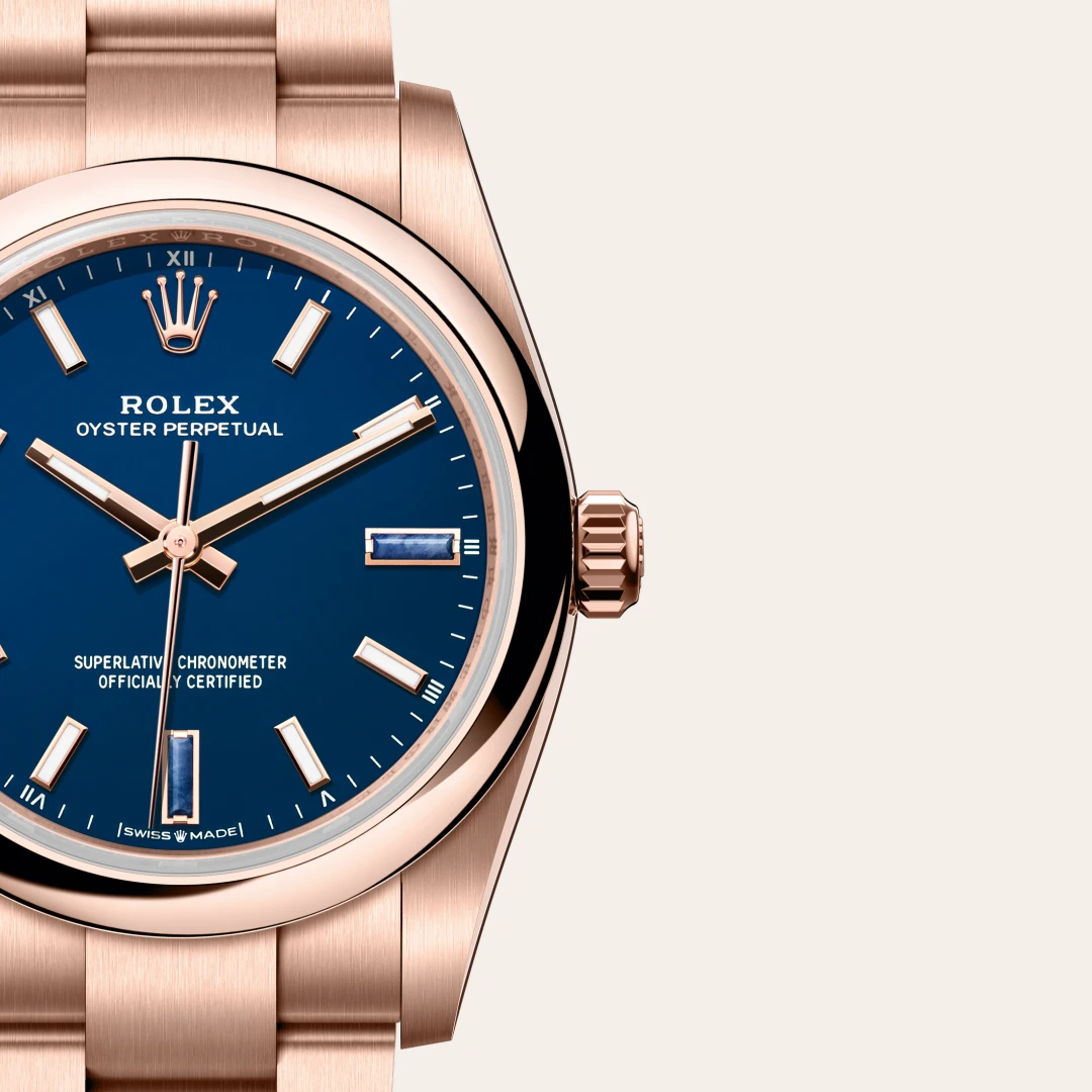 Rolex Oyster Perpetual in 18 ct Everose gold, M124205-0002 Vendemmia Joyero
