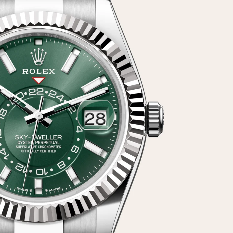 Rolex Sky-Dweller en Rolesor blanco —combinación de acero Oystersteel y oro blanco, M336934-0001 Vendemmia Joyero