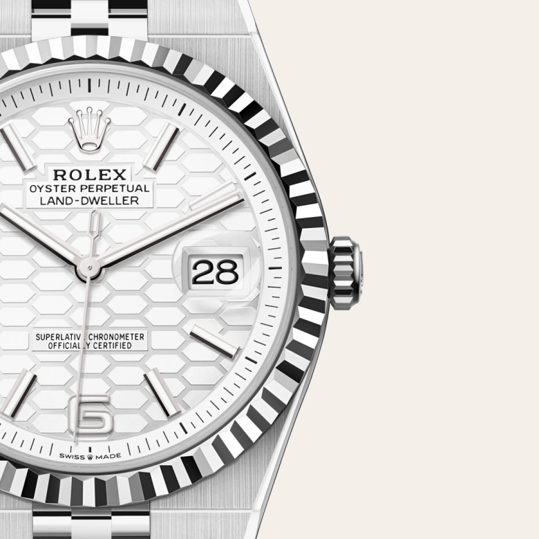 Rolex Land-Dweller en Rolesor blanco combinación de acero Oystersteel y oro blanco, M127334-0001 Vendemmia Joyero